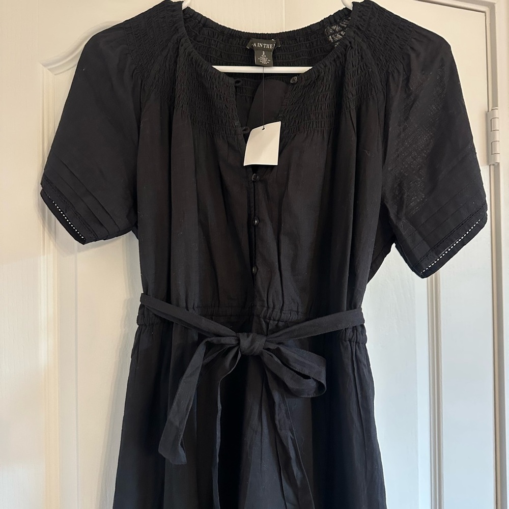 Pea in the Pod Black Maternity Linen Button-Down Dress - Picture 9 of 16